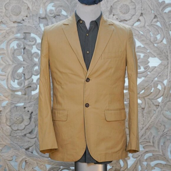 Tommy Hilfiger Men's Blazer - Size S/36R - Beige Cotton, Slim Fit, Fully Lined